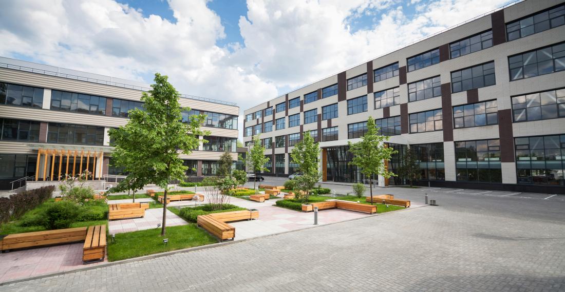 Building with courtyard.